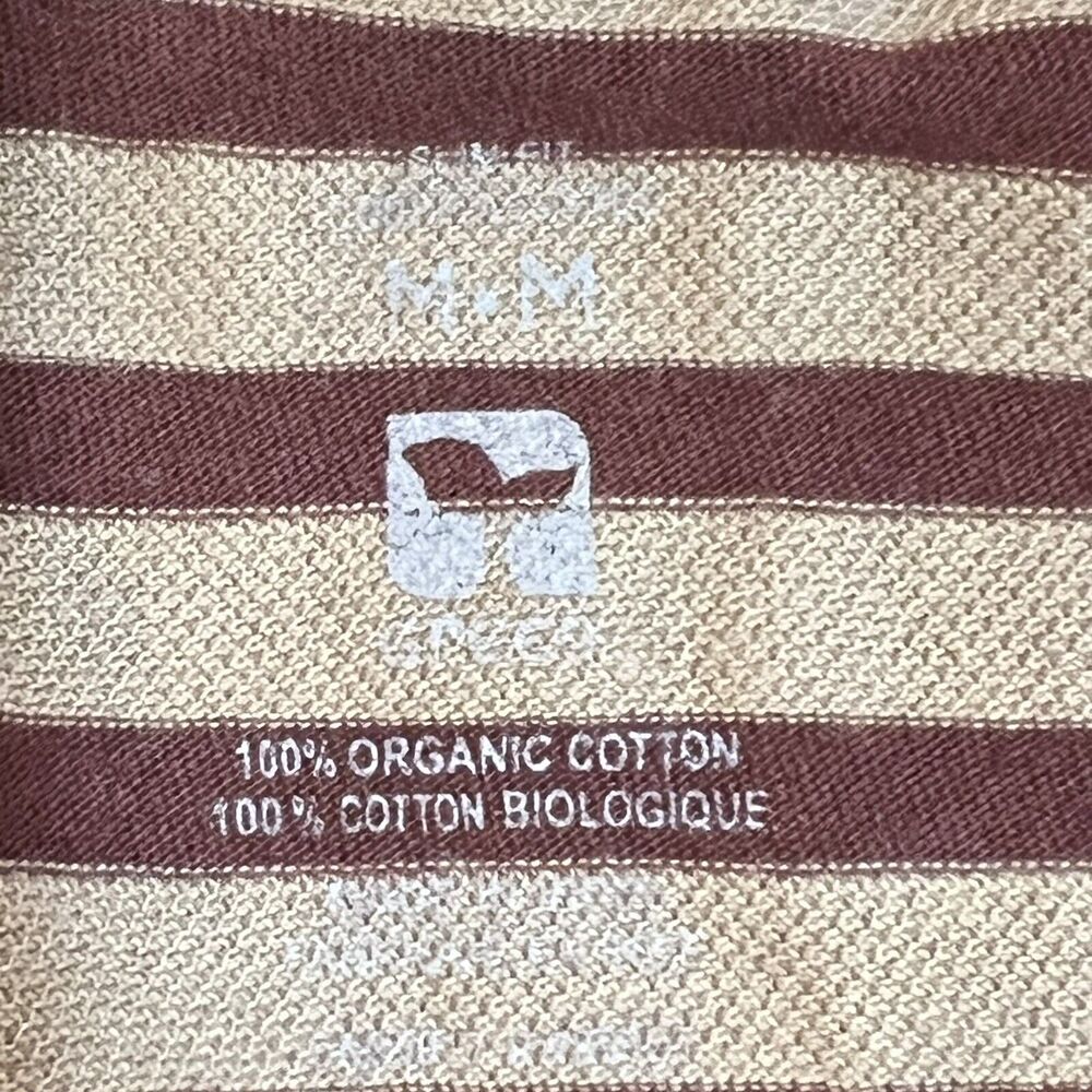 NEW Roots Pique Polo Shirt Slim Fit Burgundy Taupe Striped Beaver Logo Medium - Picture 7 of 12